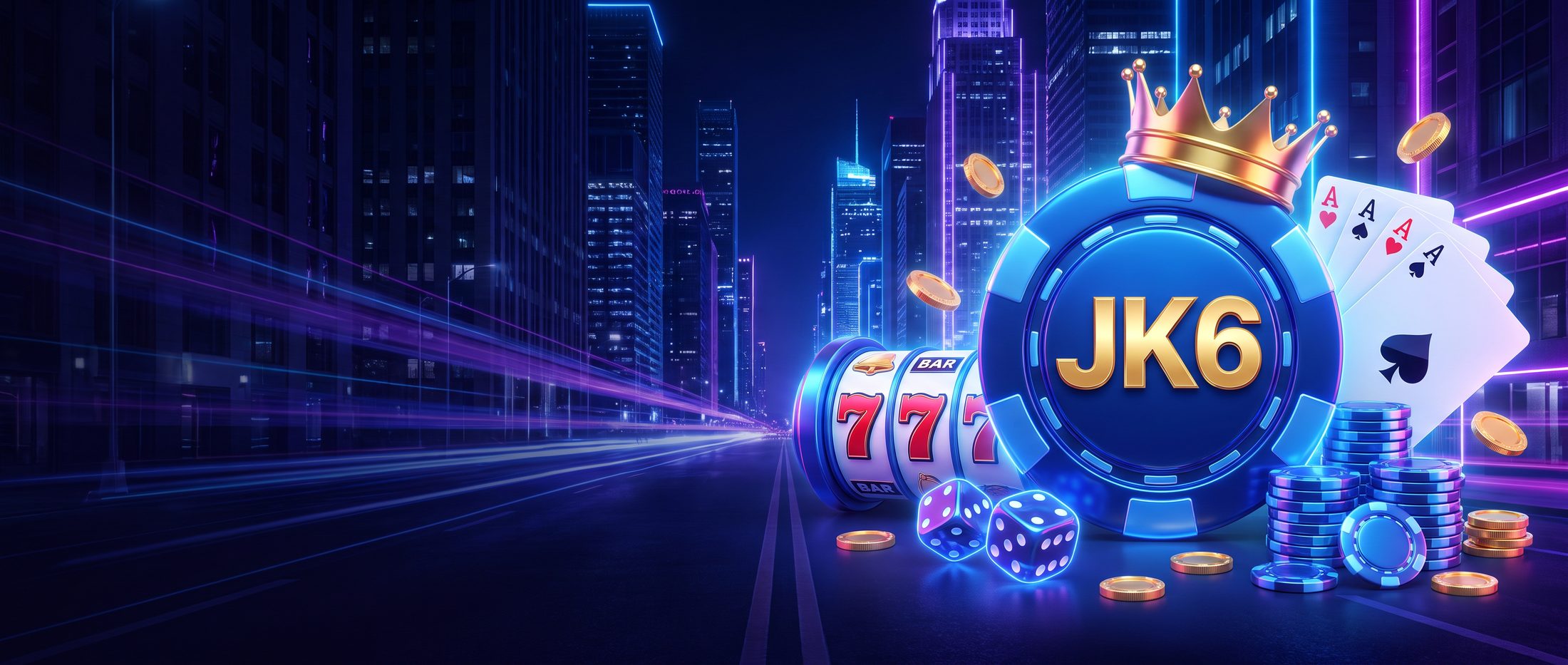 JK6 games – slots, cards, chips and a crown